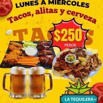 Tacos, alitas y cerveza